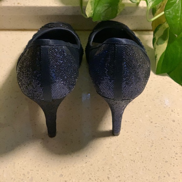Woman Elegant Dark Navy Blue w/Glitter heels sz9.5 - Picture 9 of 10